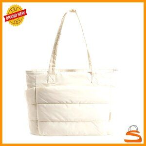Lightweight Puffy Tote Bag with Compartments for Travel Work Gym